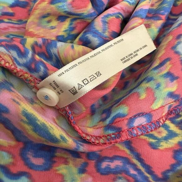 Anthropologie Eloise Lounge PJ Set Medium Satin Floral Flowy Boho Artsy - Picture 12 of 14